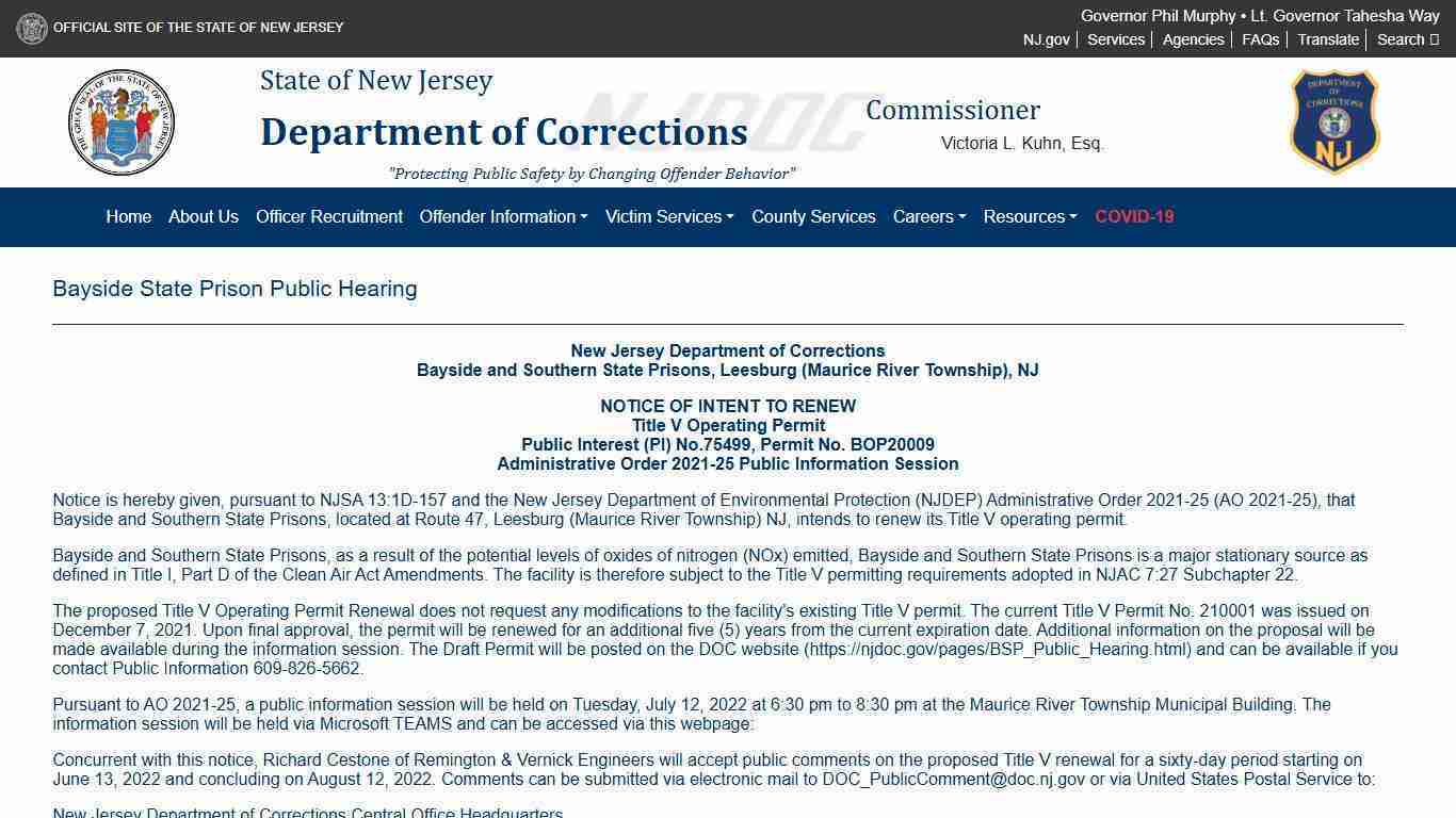 The Official Website for the New Jersey Department of Corrections | Grants and RFPs
