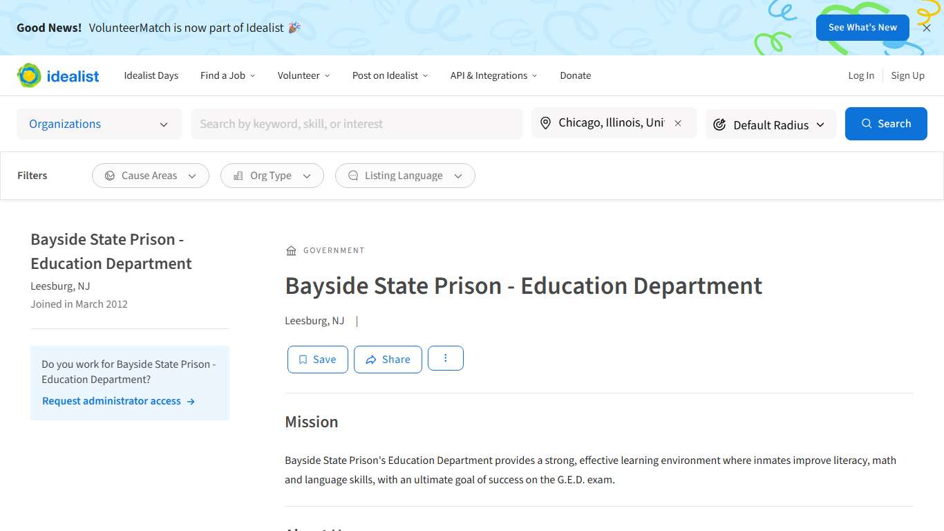 Bayside State Prison - Education Department - Idealist