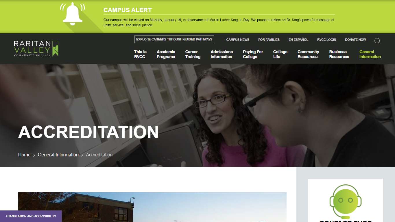 Accreditation | General Information Raritan Valley Community College, NJ